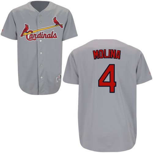 Discount St. Louis Cardinals 4 Yadier Molina Grey Cool Base MLB Jersey Baseball MLB Jerseys